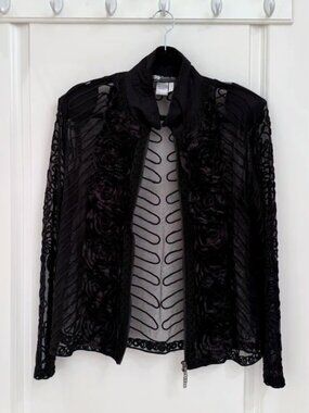 Damee Inc Black Sheer Embellished Jacket – Size Large